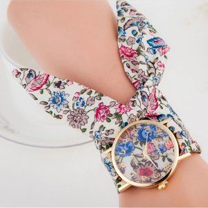 1 LEFT! "The Water Lily Pond" Fabric Strap Watch